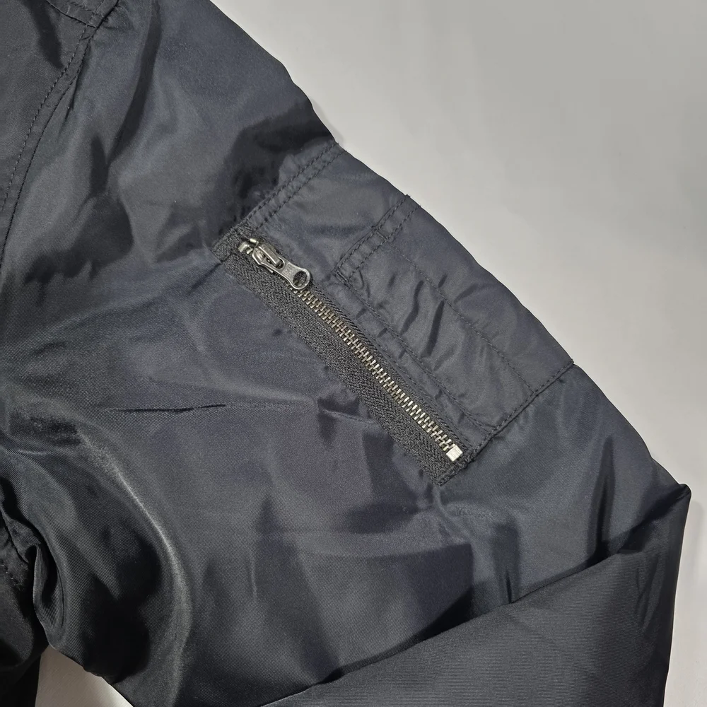 Men’s LABEL Black Bomber Jacket Size M New With Tags Nylon Flight Jacket Zip Up